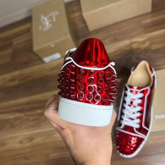 Christian louboutin junior spikes patent leather red size 44.5 EU 11 US